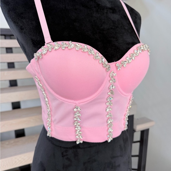Chic Pink Embellished Bustier size S - Picture 9 of 12